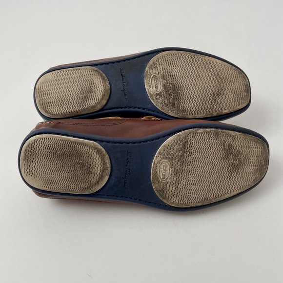 Salvatore Ferragamo Brown Leather Driving Loafers Mocassin Slip On Shoes, Sz 7.5 - Picture 10 of 11